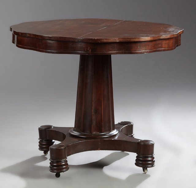 American Late Classical Carved Mahogany Center Table, (1 of 1)