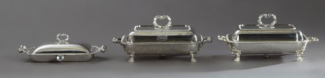 Group of Three English Silverplated Hot Water Entree (1 of 1)