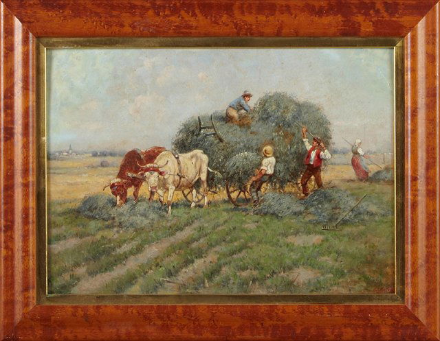 A.L. Kotzeberg, "Loading the Hay Wagon," 1907, oil on (1 of 1)