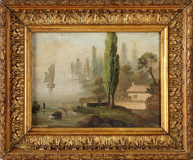 Martin, "Sailboat Coming Into Shore," 19th c., oil on (1 of 1)