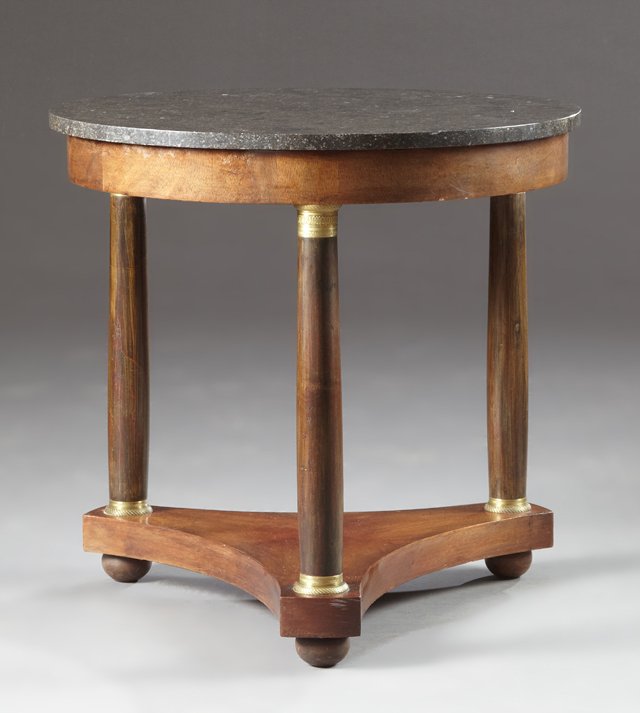 French Empire Ormolu Mounted Mahogany Marble Top Side (1 of 6)