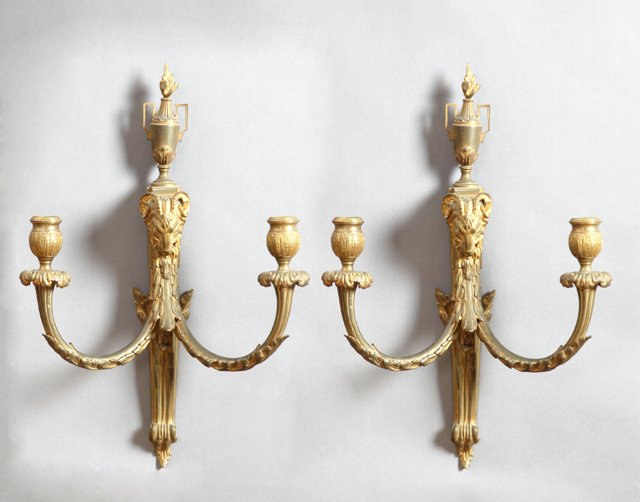 Pair of Louis XVI Style Gilt Bronze Sconces, early 20th (1 of 1)
