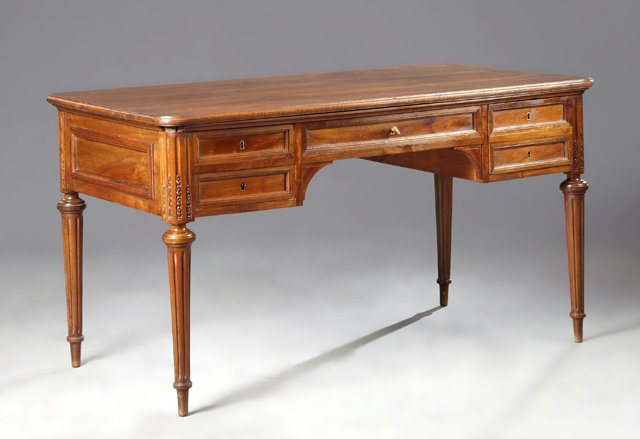 Louis XVI Style Carved Walnut Desk, 19th c., the (1 of 1)