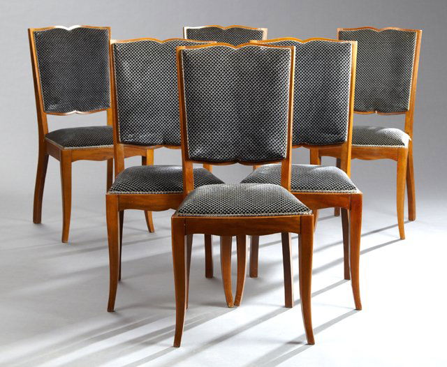 Set of Six Art Deco Carved Beech Dining Chairs, early (1 of 1)