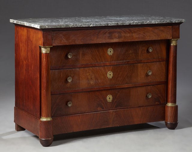 French Empire Ormolu Mounted Carved Walnut Marble Top (1 of 2)