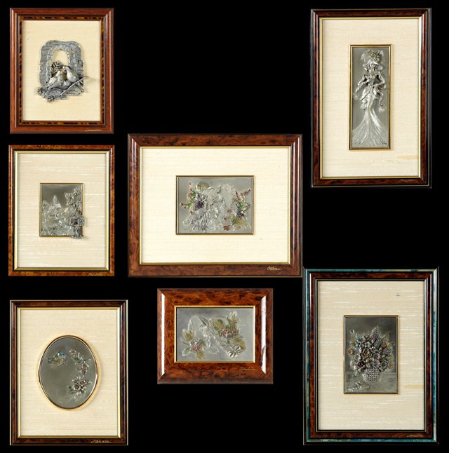 Group of Seven French Pewter Relief Pieces, 20th c., by (1 of 8)