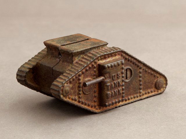 Unusual Cast Iron WWI Tank Bank, early 20th c., H.- 1 (1 of 1)