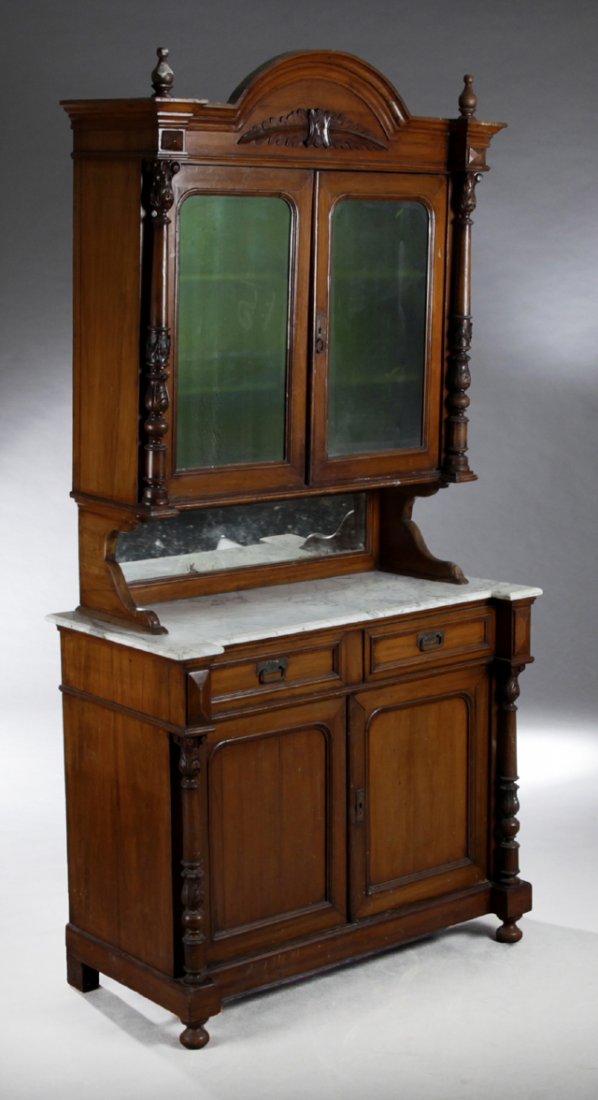 Continental Carved Walnut Colored Glass Marble Top (1 of 1)