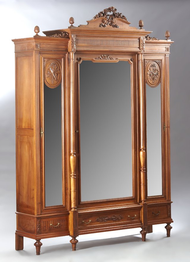 French Louis XVI Style Carved Walnut Triple Door (1 of 1)