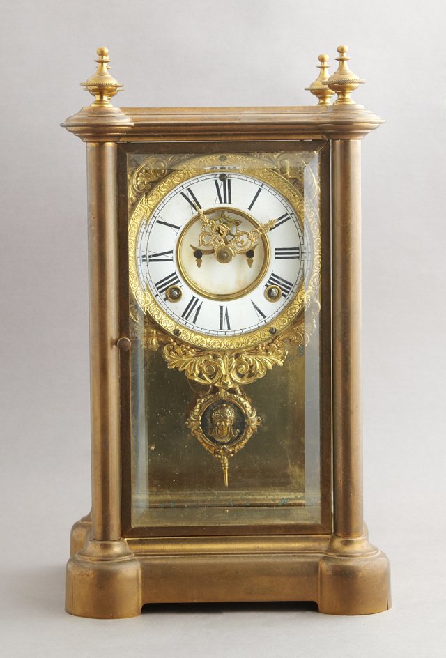 Ansonia Brass Crystal Regulator Mantel Clock, early (1 of 2)
