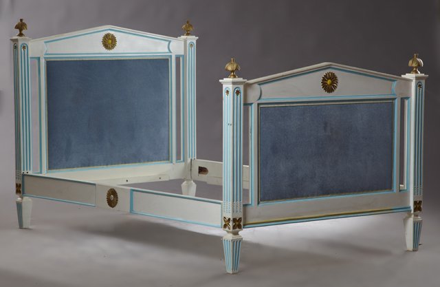 French Directoire Style Parcel Gilt Polychromed Bed, (1 of 1)