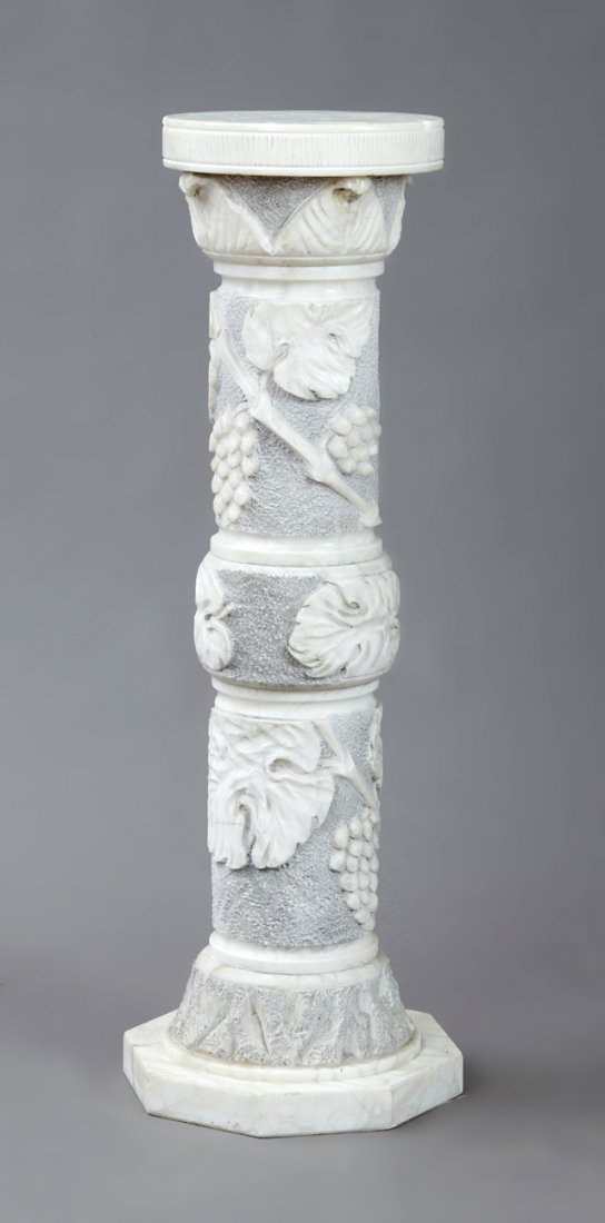 French Art Deco Carved Alabaster Pedestal, early 20th (1 of 1)