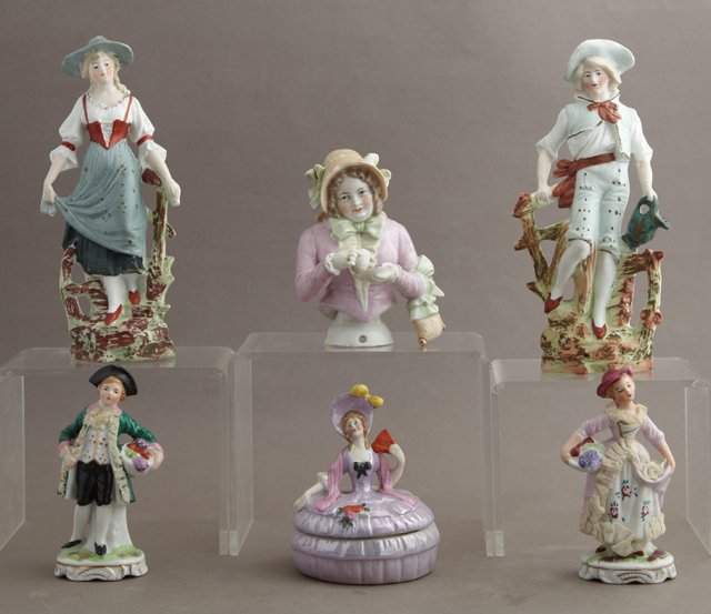 Group of Six Polychromed Bisque Figures, consisting of (1 of 1)