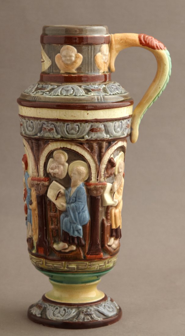 Continental Glazed Majolica Footed Jug, 19th c., of (1 of 1)