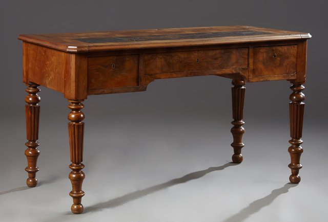 French Louis Philippe Carved Walnut Writing Table, 19th (1 of 1)