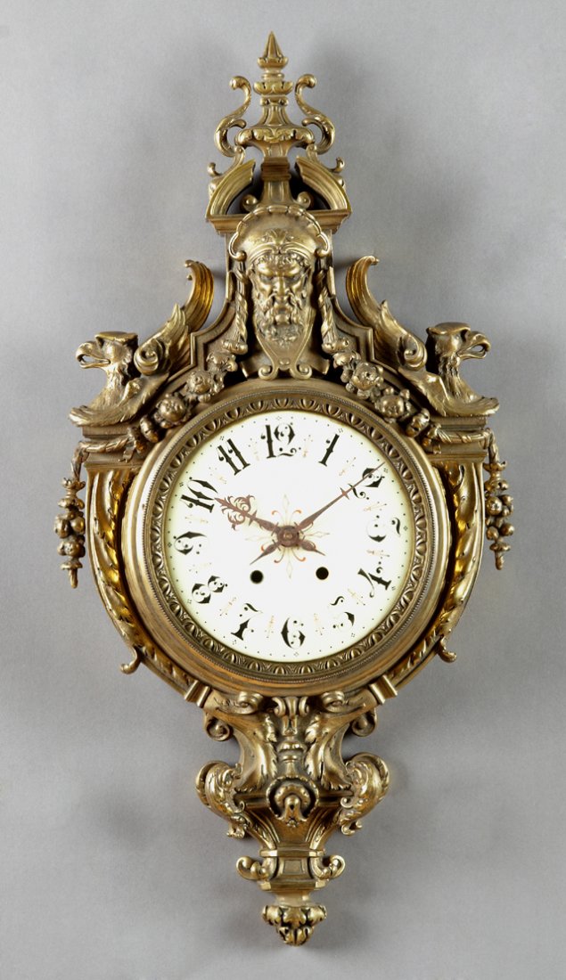 Bronze Cartel Clock, 19th c., with a pierced masque (1 of 1)