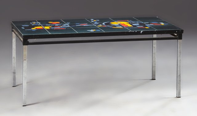 French Mid-Century Modern Glazed Stoneware Tile and (1 of 2)