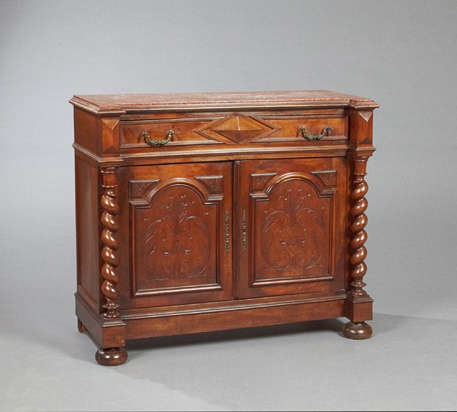 French Henri II Style Carved Walnut Marble Top (1 of 6)