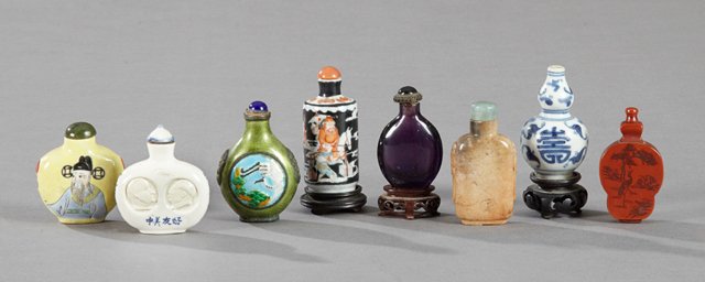 Group of Eight Chinese Snuff Bottles, 20th c., (1 of 7)