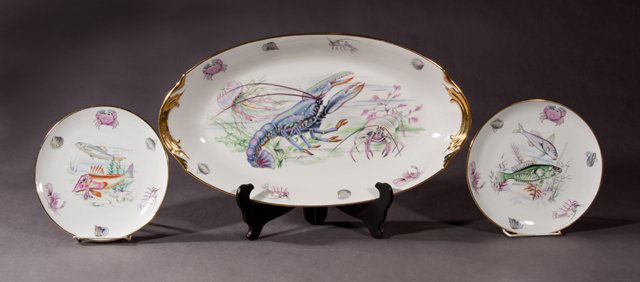 Thirteen Piece French Porcelain Fish Set, 20th c., (1 of 1)
