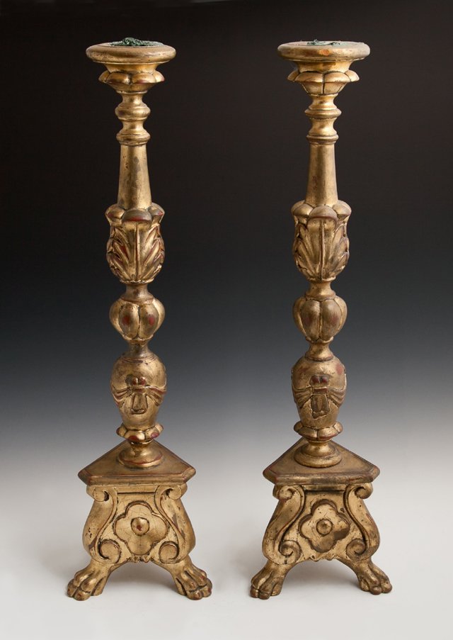 Pair of Italian Style Carved Giltwood Pricket (1 of 1)