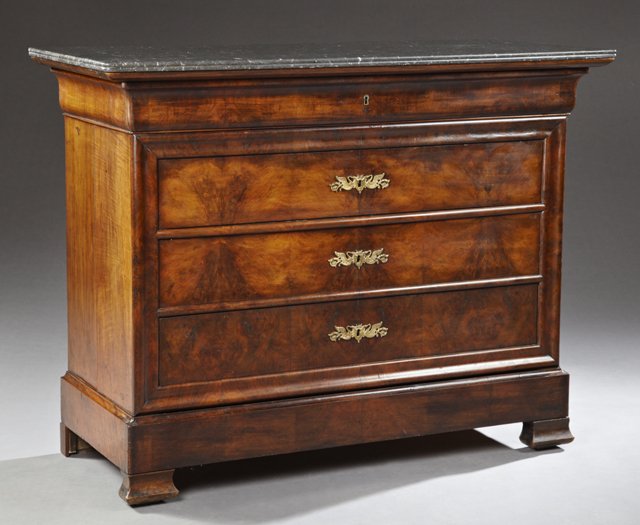 Louis Philippe Carved Walnut Marble Top Commode, 19th (1 of 1)