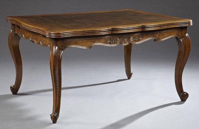 French Louis XV Style Carved Oak Draw Leaf Dining (1 of 2)