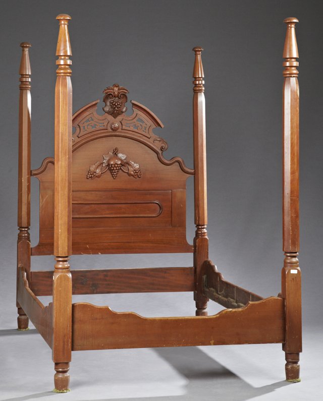 American Late Victorian Carved Walnut Poster Bed, late (1 of 1)