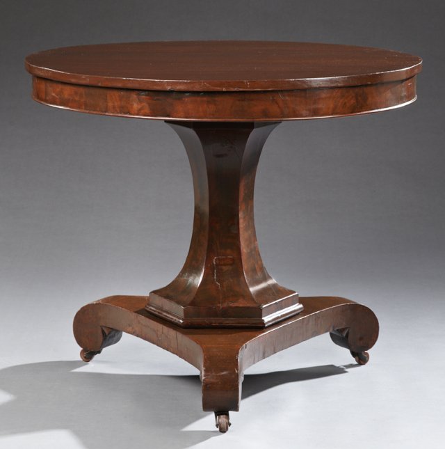 American Classical Circular Mahogany Center Table, 19th (1 of 10)
