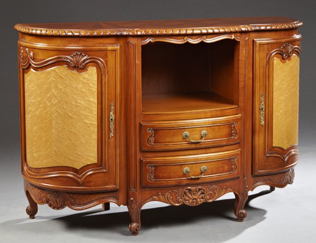 French Louis XV Style Parquetry Inlaid Cherry Bowfront (1 of 1)