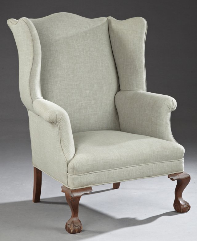 Chippendale Style Carved Mahogany Wing Chair, 20th c., (1 of 1)