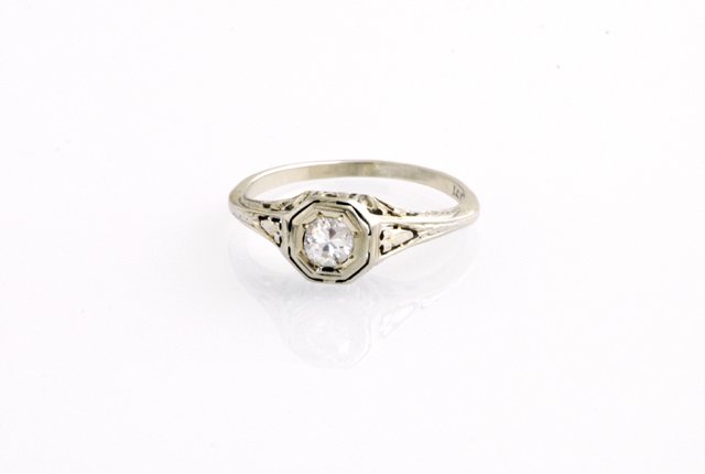 Lady's Vintage 14K White Gold Dinner Ring, c. 1930, (1 of 1)