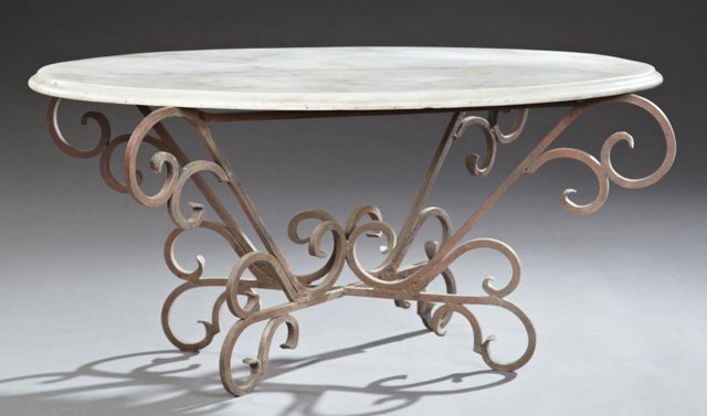 Contemporary Marble Top Coffee Table, 20th c., the oval (1 of 1)