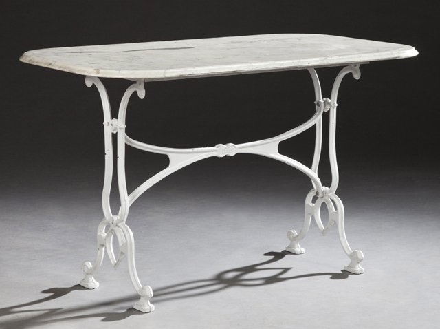 French Marble Top and Iron Bistro Table, 19th c., from (1 of 1)