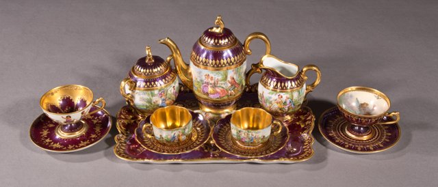 Twelve Piece Dresden Porcelain Petit Dejeuner Set, 20th (1 of 10)