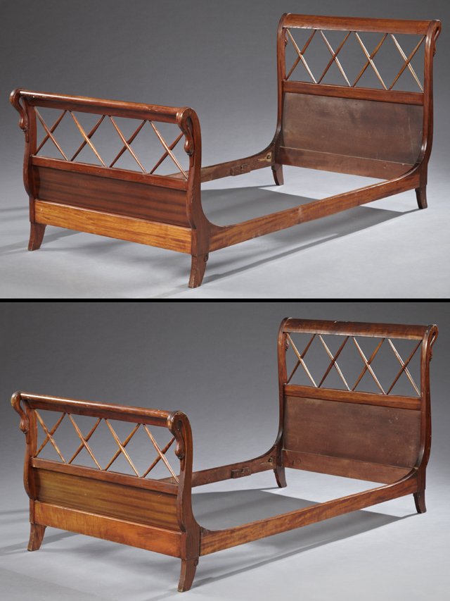 Pair of French Empire Style Carved Mahogany Beds, 19th (1 of 3)