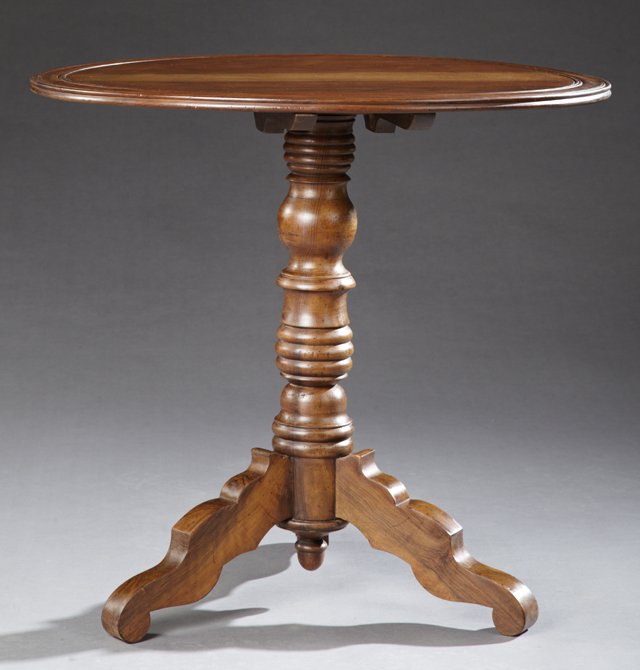 French Louis Philippe Carved Walnut Tilt Top Table, (1 of 2)