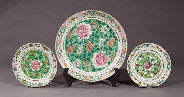 Group of Three Chinese Famille Rose Porcelain Pieces, (1 of 1)