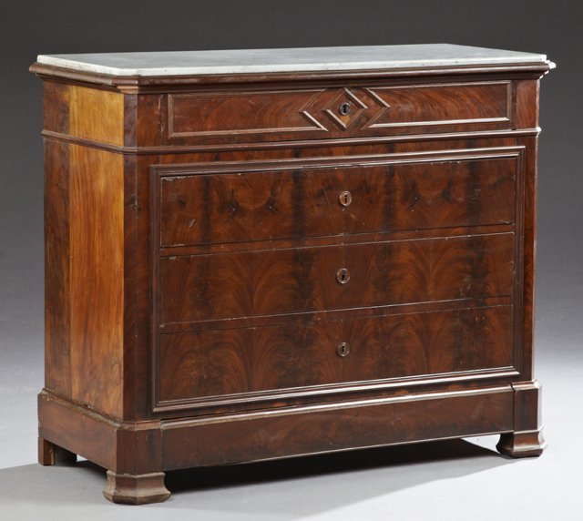 Louis Philippe Carved Mahogany Marble Top Commode, 19th (1 of 1)