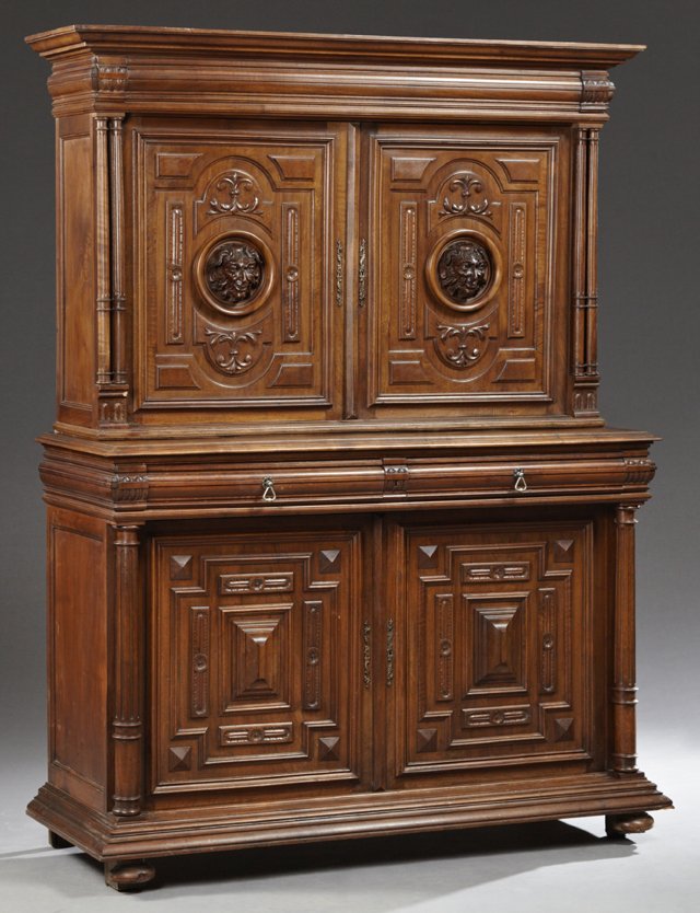 French Henri II Style Carved Walnut Buffet a Deux (1 of 1)