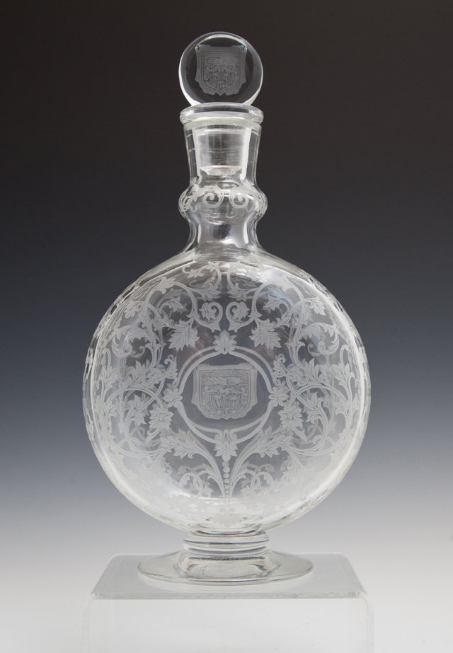 Baccarat Etched Glass Footed Circular Martell Cognac (1 of 1)