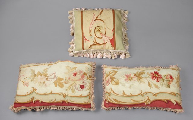 Group of Three Aubusson Tapestry Pillows, 19th c., with (1 of 1)