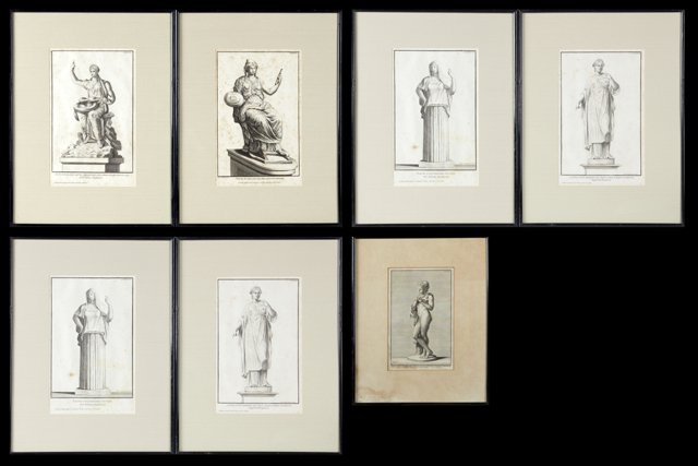 Group of Five Black and White Classical Prints, 19th (1 of 7)