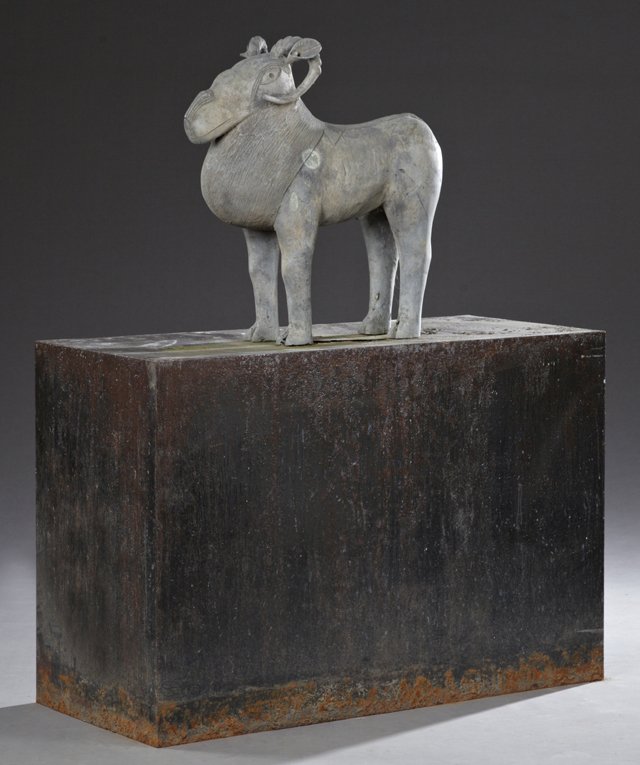 African Patinated Bronze Figure of a Bull, 20th c., on (1 of 9)