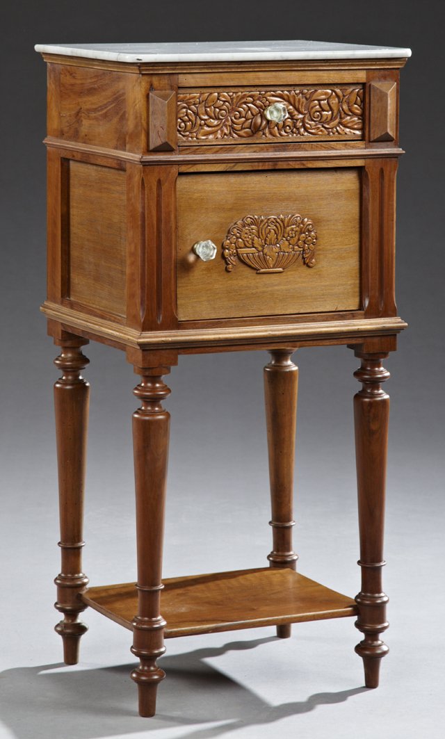 Louis Philippe Style Carved Walnut Marble Top (1 of 1)