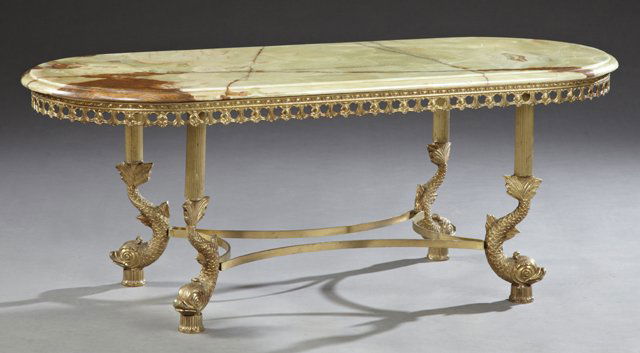 French Oval Bronze and Onyx Coffee Table, 20th c., the (1 of 1)