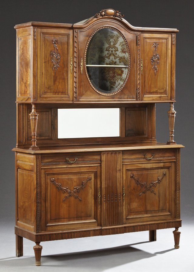Louis XVI Style Carved Walnut Buffet a Deux Corps, c. (1 of 1)