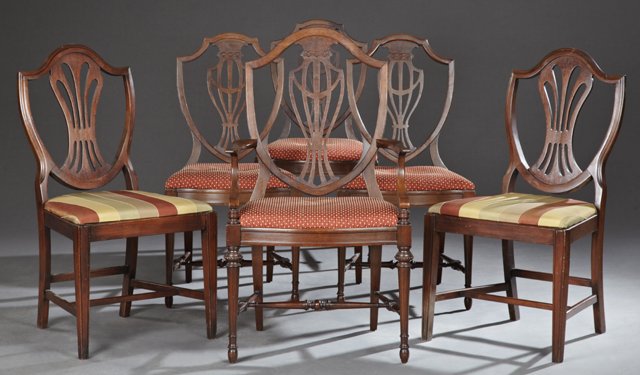 Assembled Set of Six Sheraton Style Carved Mahogany (1 of 1)