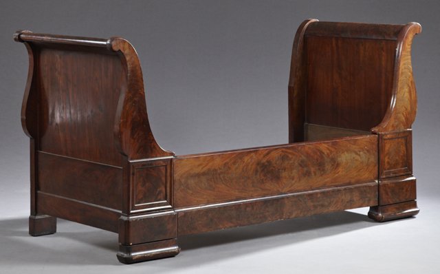 Louis Philippe Carved Highly Figured Mahogany Lit du (1 of 1)