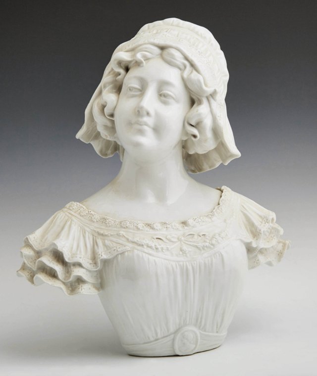Continental White Porcelain Bust of a Woman, early 20th (1 of 1)